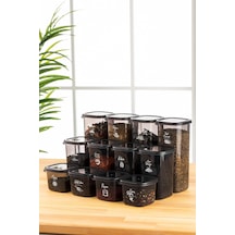 Beyaz Serigrafi Etiketli Kare Erzak Saklama Kabı 12'li Set 4x 0,55 Litre, 1,2 Litre, 1,75 Litre Diğer
