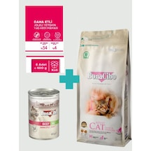 Kısırlaştırılmış Tavuklu Kedi Maması 2 Kg + 6 Adet 400 Gr Sığır Etli Yaş Mama Seti