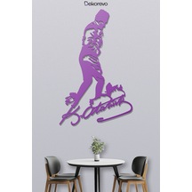 İmzalı Atatürk Silüeti Kocatepe Metal Duvar Tablosu - Metal Duvar Sanatı - Mor - 45 X 75 Cm