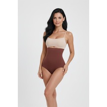 Fit Women Yüksek Bel Göbek Ve Bel Külot Korse 1050 Kahverengi