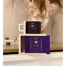 Tarot Gökkuşağı Kalp Ateş Tasarımlı Kutulu Kupa Beyaz - Çok Renkli