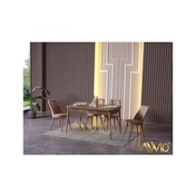 Avvio Belinda Yemek Masası Mutfak Masası Açılır Masa Takımı 4 Sandalyeli Cappucino Model