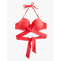 Koton Boyundan Bağlamalı Çapraz Kuşak Aksesuar Detaylı Push-up Bikini Üstü Kırmızı 5sak10193mm Kırmızı