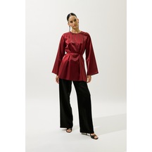 Manuka Hana Organze Bluz Bordo Bordo