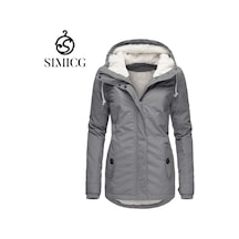 Kadınlar İçin Düz Renk Orta Uzunlukta Polar Ceket Gri