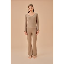 Suwen Dora Pijama Takımı Sh25199660874 Kahverengili Kahverengi