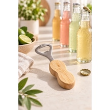 Bambu Saplı Şişe Açacağı Paslanmaz Çelik Uçlu Ergonomik Kapak Açıcı Bej - 919956922 Bej