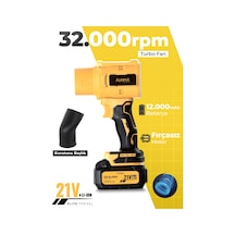 Ahv-18 Şarjlı Turbo Fan Hava Üfleyici Sarı - 21v Kömürsüz Motor Brushless - 32.000 Rpm Oto K