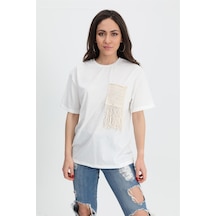 T-shirt Bisiklet Yaka Cep Detaylı - Ekru-ekru Ekru