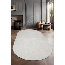 Janjanlı Oval Halı Açık Krem Salon Koridor Antre Mutfak Halısı Silinebilir Yolluk, Janjanlı-krem-oval-saçaksız, 80x100