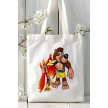 Art Hediye Banjo-kazooie Oyun Baskılı Bez Çanta Omuz Çantası Model 1 Çok Renkli