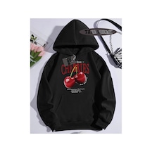 Tarzsokak Kapşonlu Sweatshirt Siyah Red Cherries Özel Tasarım
