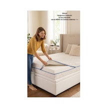 Cotton Premium Fermuarlı Yatak Kılıfı 90x200 Koruyucusu %100 Pamuklu Kılıf Kapitone Tek Kişilik Naturel