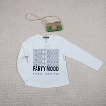 Momikon Kız Çocuk Party Mood Yazılı Pamuklu Sweat Beyaz