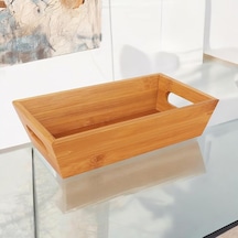 Bambu Ekmek Sepeti 23x13x7cm, Bambu Ekmeklik, Bambu Ekmek Sunumluk Açık Gri