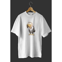 Noıssey -wed Akbaba Tasarım Baskılı Oversize T-shirt Tişört Beyaz