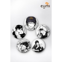 Jujutsu Kaisen Toji Fushiguro Chad & Meme İğneli Buton Rozet 5li Set Vol.1 Çok Renkli