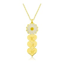 Stillove Gümüş Gold Kişiye Özel Kalpli Papatya Kolye