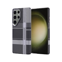 Zore Galaxy S25 Ultra Kılıf Magsafe Şarj Özellikli Karbon Fiber Görünümlü Ogaa Nekst Kapak - Gri-siyah
