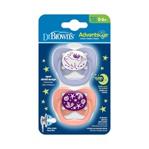 Dr. Brown's Advantage Yalancı Emzik Gece Parlayan Mercan Okyanus,- 1. Evre, Pembe, 2'li