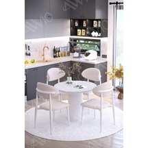 Avvio Marco Bohem Ayak Beyaz Polo Sandalye 90x90 Mutfak Masa Sandalye Takımı