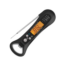 Mutfak Yemek Termometresi Katlanır Su Geçirmez Elektronik Fırın Barbekü Termometresi - Siyah