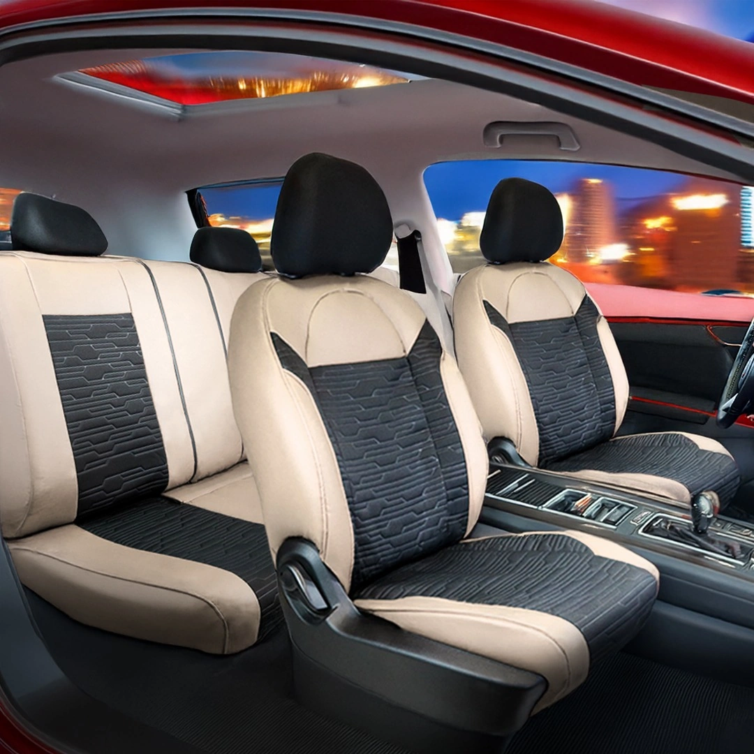 Opel Omega Yarı Deri Oto Koltuk Kılıfı Ön Arka Set Bej Siyah Scr