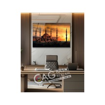 Sultan Ahmet Camii İstanbul Cam Tablo Modern Ev Ofis Salon Duvar Oda Dekoru Hediyelik Şehir Temalı Dekoratif Duvar Tablosu, Salon Ve Ofis Dekoru,
