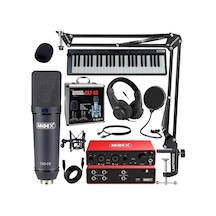 Midex Midi Paket-6 Stüdyo Ekipmanları Seti Ses Kartı Midi Klavye Mikrofon Kulaklık