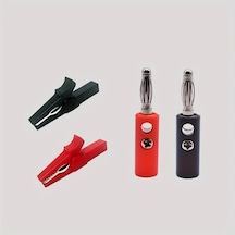 Dashanshop 2 Adet 30a Tam Yalıtımlı Güvenlikli Timsah Başlıklı Test Krokodili Ve 4mm Muz Pulu Seti Kırmızı Siyah