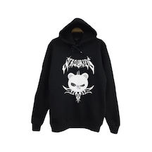 Stray Kids Skzoo Jiniret Karakter Baskılı Unisex %100 Pamuk Kapüşonlu Siyah Sweatshirt Siyah
