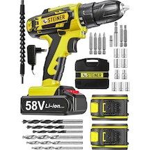 Steiner V-tech 58 V 5 Ah Darbeli Şarjlı Çift Akülü Vidalama Matkap Sarı