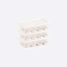 3 Lü Set Mini Kapaklı Silikon Buzluk Krem Renk