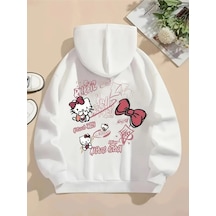 Kışlık Kapüşonlu Sweatshirt, Çocuk Hello Kitty Sırt Baskılı BEYAZ Kışlık Kapüşonlu Sweatshirt, Çocuk Hello Kitty Sırt Baskılı BEYAZ