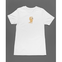 Bumeta Bluey Sevimli Köpek Kardeşler Honey Unisex Tişört T-shirt Beyaz