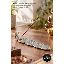 3 Adet Metal Kayık Ganeşa Tütsülük Kayık Tasarımlı Metal Tütsülük, Ganesha Incense Holder Ve Tütsü Tutucu, 20 Cm Altın