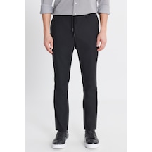 AC&Co / Altınyıldız Classics Erkek Sıyah Yünlü Slim Fit Dar Kesim Esnek Takım Elbise Pantolonu Siyah