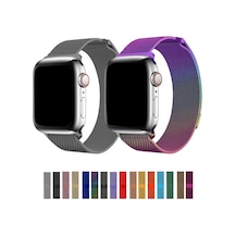 Apple Uyumlu  Watch Kordon 2 3 4 5 6 Se 7 42 44 45 MM Hasır Metal Kordon