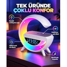 Şarjlı Hoperlör 7 Led Işıklı Bluetoothlu Alarm Saat Şarj İstasyonu Ritme Göre Renk