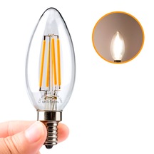 4 Watt E14 Düz Mum Günışığı Rustik Edison Tip Ampul Flamanlı Led