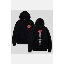 Akatsuki Bulut Ön-arka Siyah Kapşonlu Sweatshirt