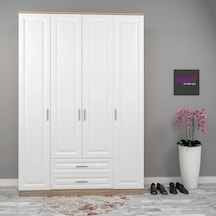 4 Kapılı Çıtalı Kapak Gardırop Mdf Beyaz