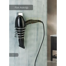 Yapışkanlı Fön Makinesi Askılığı Paslanmaz Fön Makinesi Tutacağı Krom Gri