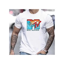 Caddemia Yaz  Moda Rahat Spor Gevşek Mtv Mektup Desen Baskı Yuvarlak Boyun Kısa Beyaz 2XL