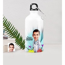 Kişiye Özel Bay Doktor Karikatürlü Metal Suluk (500 Ml.) 6