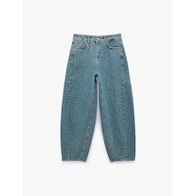 Koton Pamuklu Düğmeli Cepli Rahat Kalıp Balon Denim Pantolon - Balloon Jeans Ovd 6sal40267md