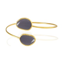 Kadir Jewellery 22 Ayar Altın Kaplama Zirkon Taşlı Ayarlanabilir Trend Bilezik Mor