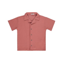 Civil Boys Kare Dokulu Tatil Yaka 6-9 Yaş Gömlek - Pembe Gül Kurusu