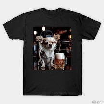 Tarzsokak Chihuahua Bira İçen Kupa İçeren Köpek Memesi Şapkalı Evcil Hayvan Tişörtü Erkekler Ve Kadınla Çok Renkli