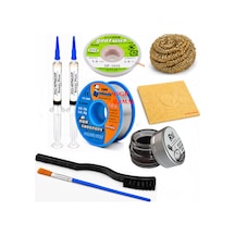Lehimleme Seti 0,8 Mm 40 Gr Lehim Teli 2 Li Flux Cp-1515 Lehim Fitili Fırça Ve Havya Ucu Temizleme Seti St11
